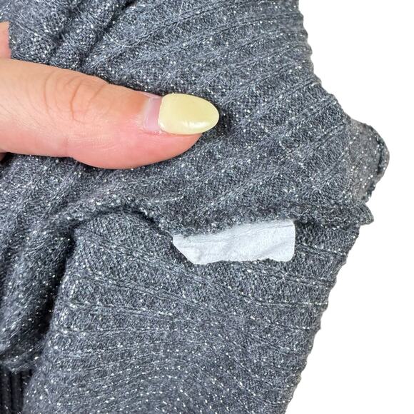 Soprano Gray & Silver Sparkle Cold Shoulder Long Sleeve Knit Swing Dress - Picture 10 of 10